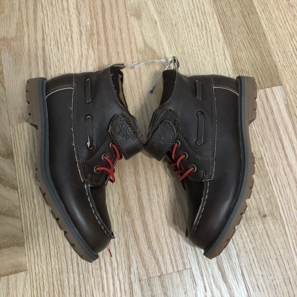 Osh Kosh B’gosh Brown Boy Boots Red Laces Sz 12 Kids Toddler